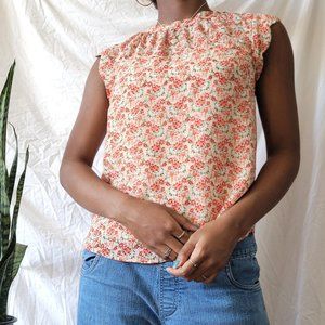 Dainty Floral Top with Scalloped Neckline | Size S | Monteau LA